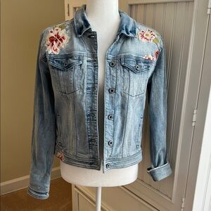 Sundance Light Blue Floral Embroidered Jean Jacket